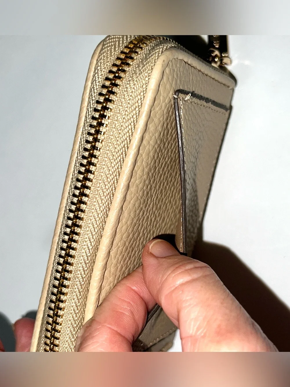 Anne Klein Pebble Leather Wallet Cream Zip Around